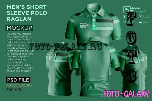 Men's Polo T-Shirt Raglan Mockup - 7219705