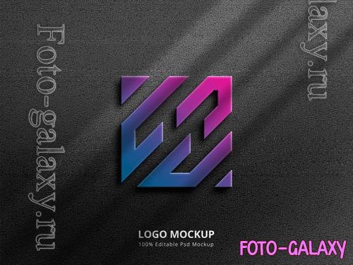 PSD 3d gradient logo mockup with shadow overlay