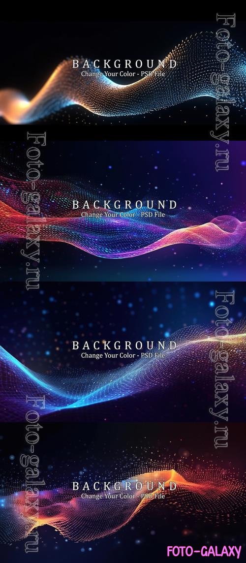 Psd abstract waving particle technology background design