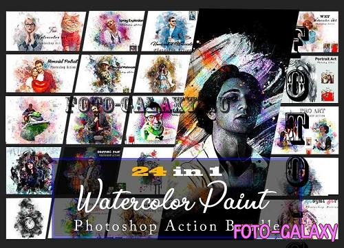 24 in 1 Watercolor Paint PS Action - 21315288