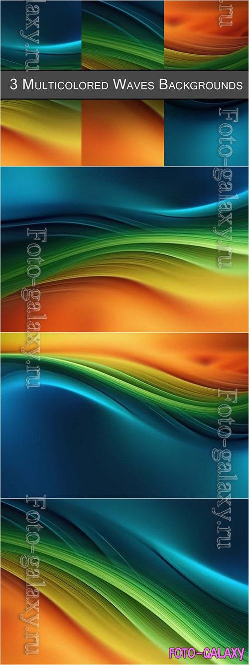 Multicolored Waves Background Set
